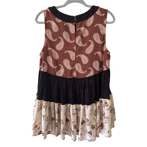 Anthropologie Entro Paisley Print Sleeveless Tiered Boho Chic Blouse Floral Acce - Picture 2 of 9